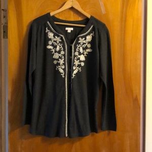 Embellished button down tunic